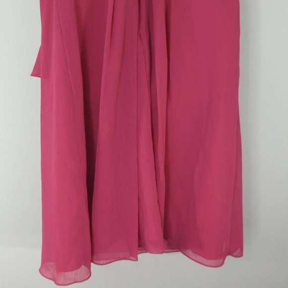 David's Bridal Crinkle Chiffon Front Cascade Pink Mini Dress‎ | SIZE 2 - Picture 7 of 10